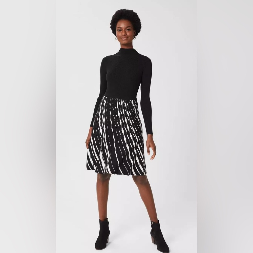 Hobbs London “Reva” Black & White Knit Sweater Dress - Size 16